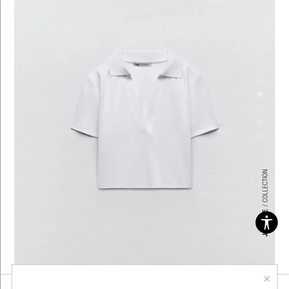 Zara RIB POLO CROP SHIRT in white size small - Picture 5 of 12